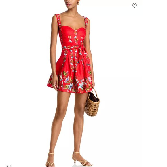 FARM Rio Sweet Bloom Bouquet Red Sleeveless Mini Dress - Picture 3 of 7